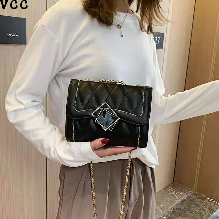 

New Ins Super Fire Women's Bag Rhombus Chain One Shoulder Messenger Bag Women Flip Buckle Versatile VersatileBags For Women