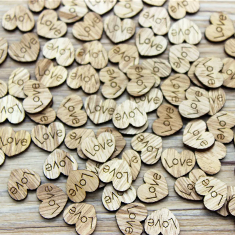 100 шт. деревянные миниатюрные кусочки в форме сердечек конфетти украшения для