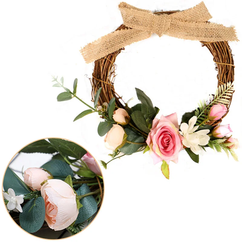 Венок на дверь искусственный венок имитация пенопласта соломенная гирлянда