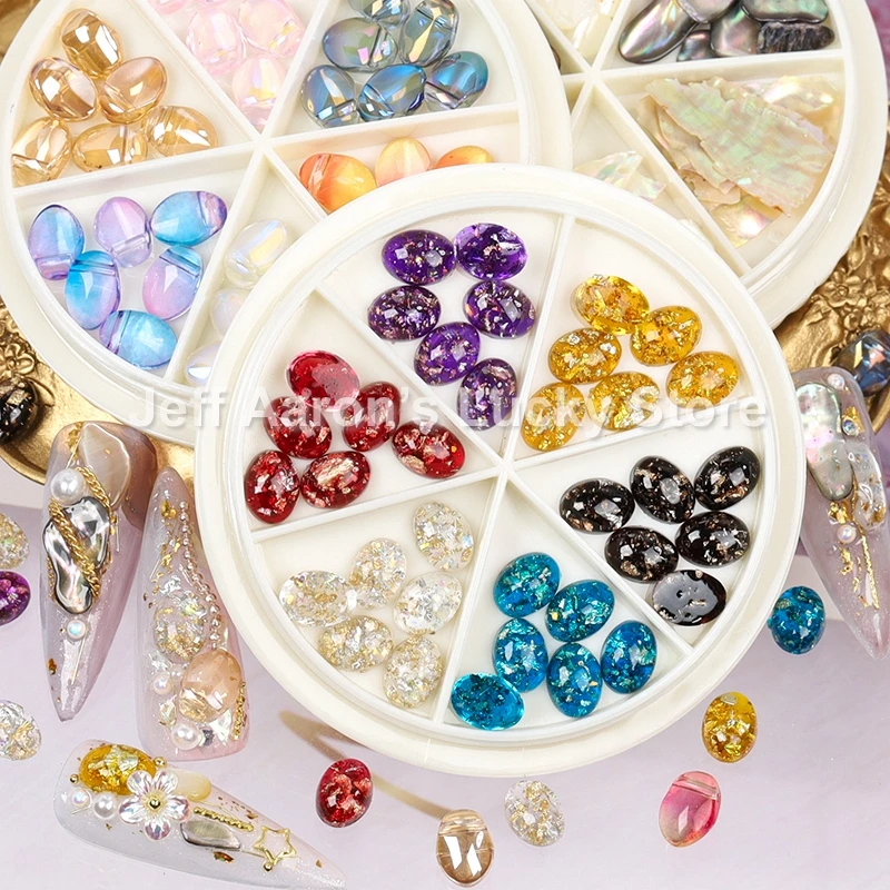 6 Colors Nails Abalone Shell Fragments Texture Natural Sea 3d Charm Nail Art Decoration Rhinestones DIY Beauty Salon Tools | Красота и