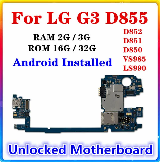 Для LG G3 D855 материнская плата 16 Гб/32 ГБ Android установленная D852 D851 D850 VS985 LS990