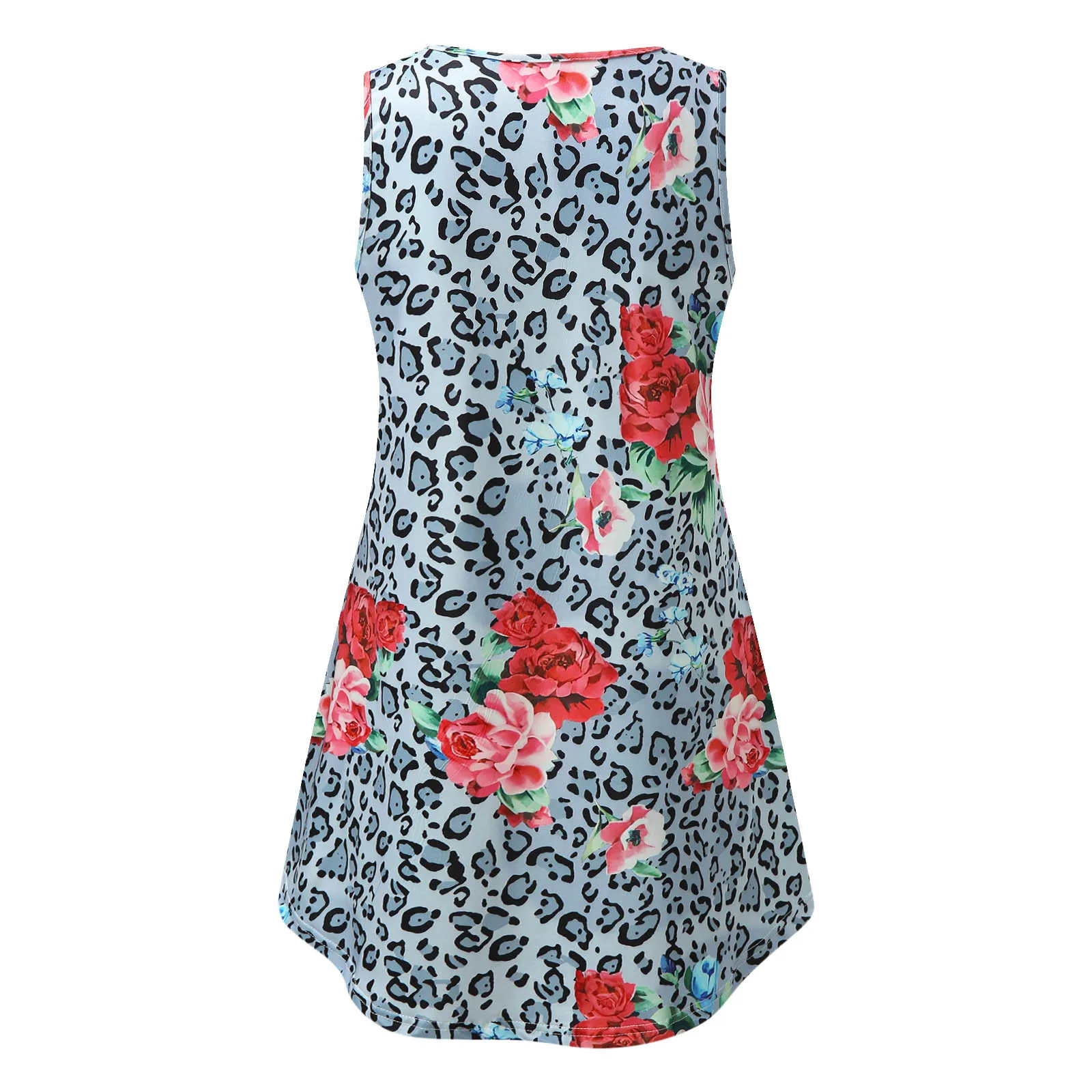 

Summer Dress For Women 2021 Casual O-Neck Sleeveless Flower Print With Pockets A-line Mini Dress Female Loose Party Dress#35