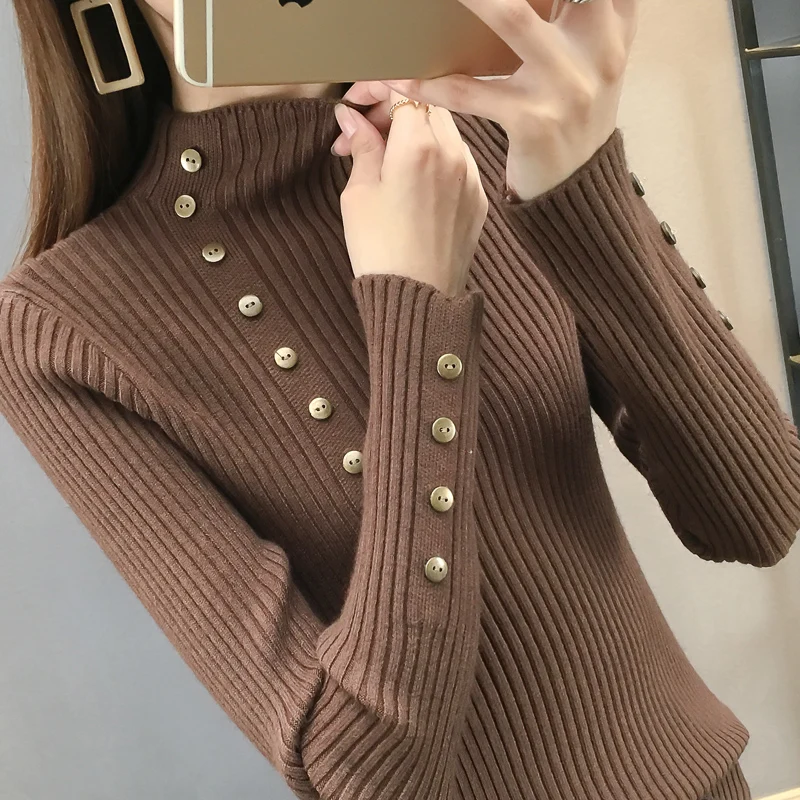 Пуловер в Корейском стиле Удлиненный вязаный свитер с длинными рукавами осень и