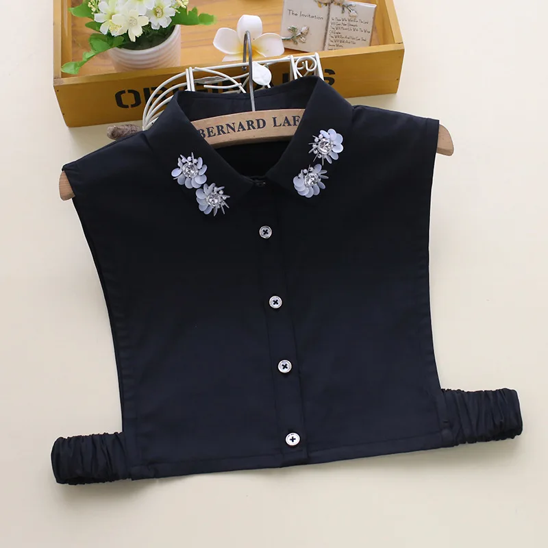 

Женская черная рубашка с ложным воротником, однотонный съемный воротник для взрослых, блузка с лацканами, свитер, топ с ложным воротником, о...