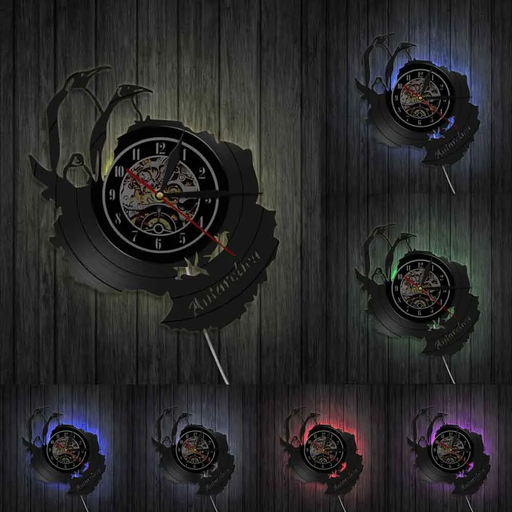 Милые декоративные 3D настенные часы Северный полюс животные Пингвин виниловые