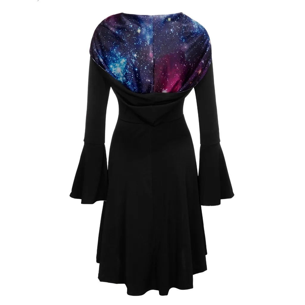 Модное платье для женщин Повседневное свободное с длинным рукавом капюшоном