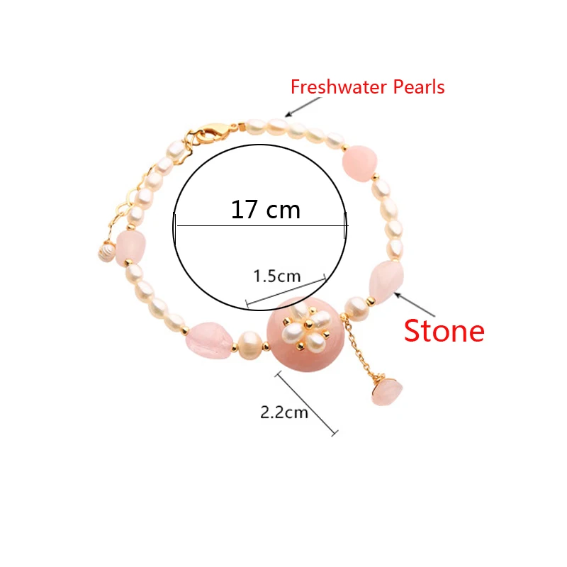 

Handmade Original Design White Fresh Water Baroque Pearl Pink Crystal Stone Charms Bracelet For Women Anniversary Luxury Jewelry