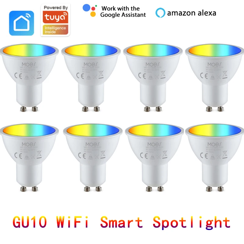 

Tuya GU10 LED Bulb Color Spotlight Indoor Neon Sign Lamp RGB Tape With Controller Lighting Lighting COB 5W Dimmable Smart Bulb