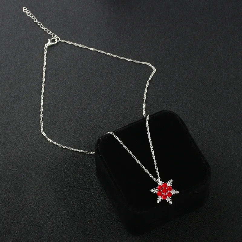 

Trendy Silver Shiny Zircon Necklace Snowflake Pendant Girls Wedding Party Gift Present Choker Fine Jewelry