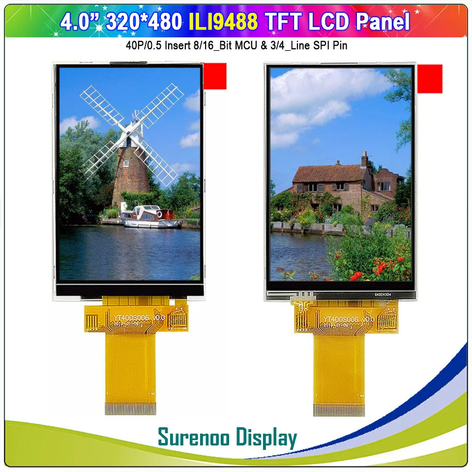 Цветной ЖК модуль 4 0 дюйма 320*480 40P/0 5 8/16 _ Bit MCU & 3/4 Line SPI TFT экран ILI9488 с резистивной