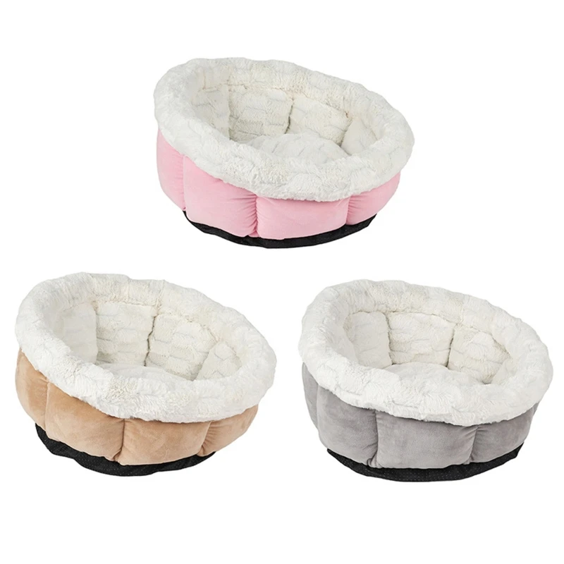 

Beds for Indoor Cats Round Plush Dog Cushion Bed with Non-Slip Bottom