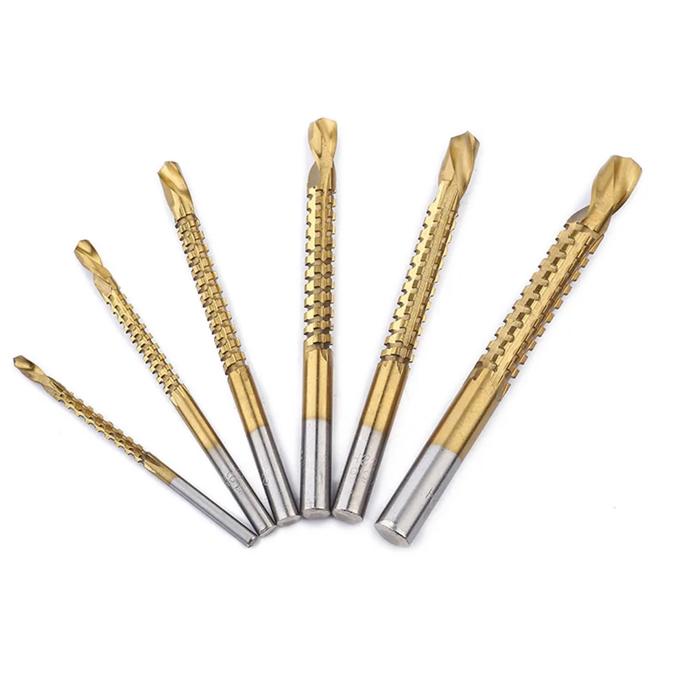 

Diameter 3, 4, 5, 6, 6.5, 8mm(1 Set) Power Tool Drill High-Speed Steel+Titanium Plating Drill Bits For Woodworking