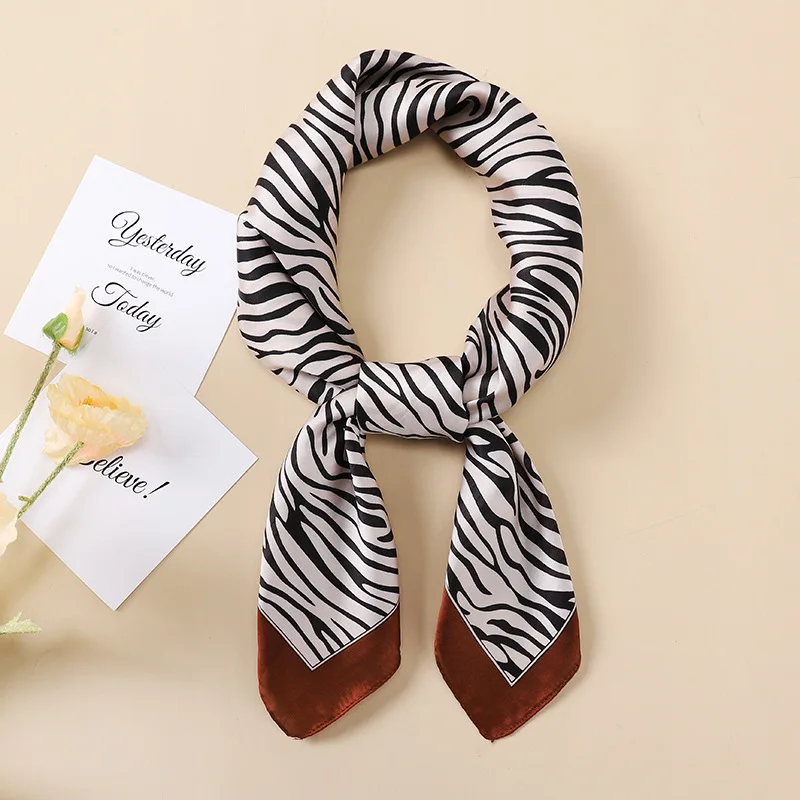 

70cm Real Silk Square Scarves Women Bandana High Quality Printed Foulard Hair Bag Tie Soft Neckerchief