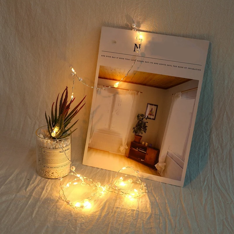 Тёплый Белый светодиодный фонарик медный мерцающий аккумулятор украшения для