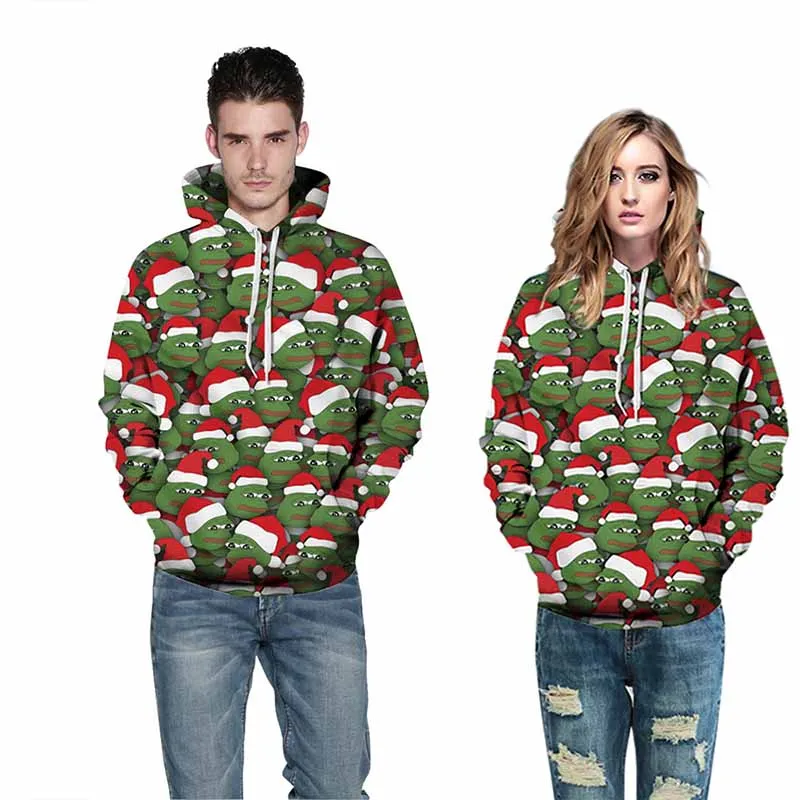 Рождественские пуловеры с принтом толстовки толстовка свободная одежда для пары