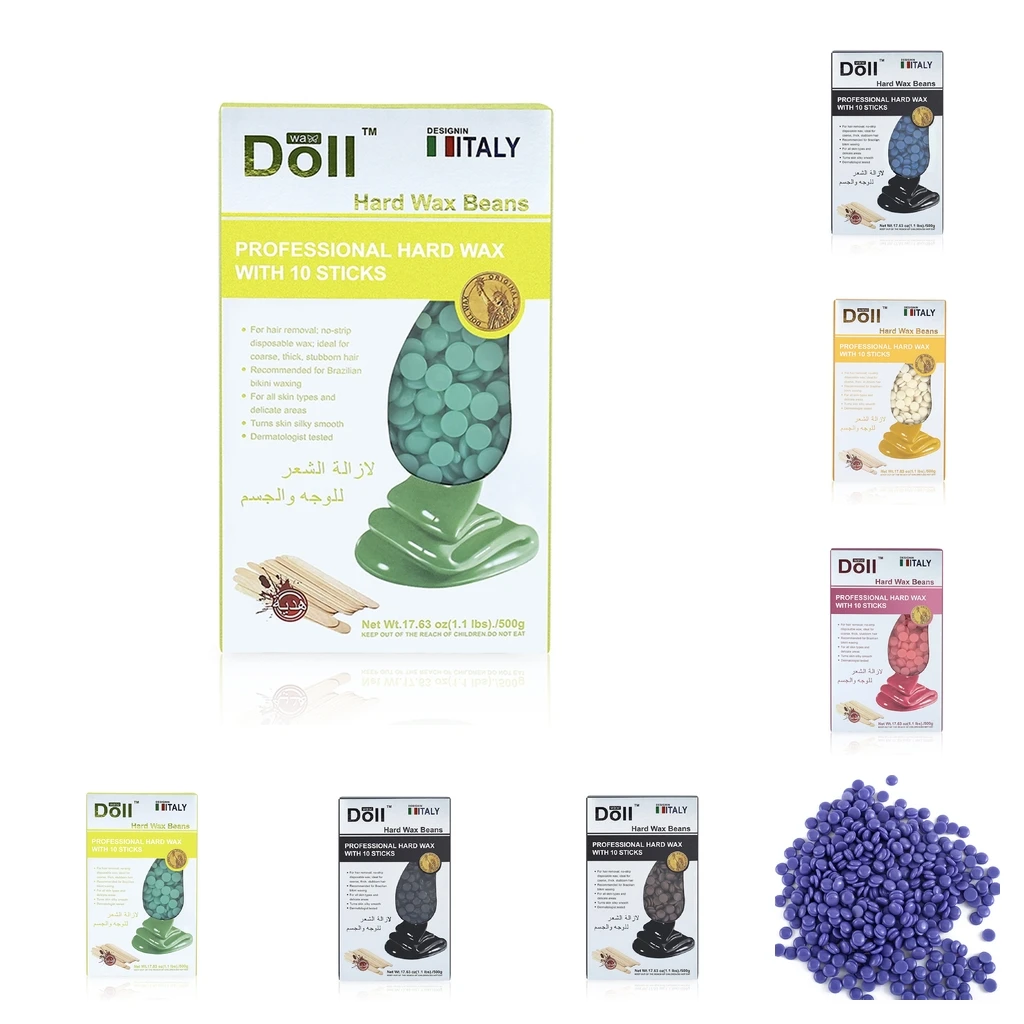 

Воск для удаления волос в гранулах, 500 г, твердый воск для депиляции всего тела, набор из 10 шт., набор палочек шт.