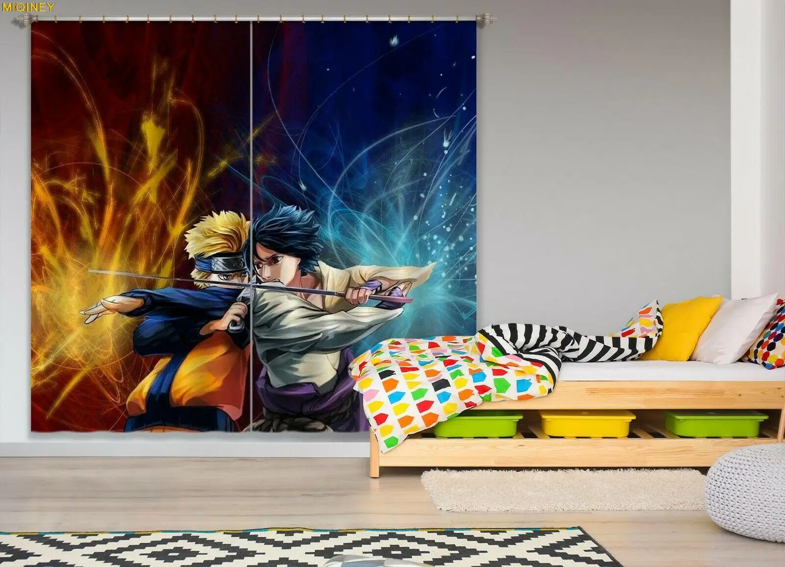 

New Cartoon 3D Hokage 2 Panels/Set Window Curtains Japan Anime Blockout Photo Curtain Print Fabric Window Gift