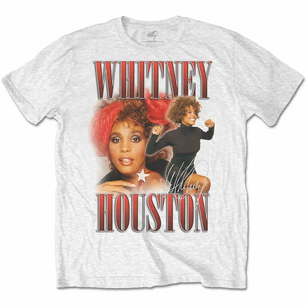 

White Whitney Houston 90s Homage Official Tee T-Shirt Mens Unisex