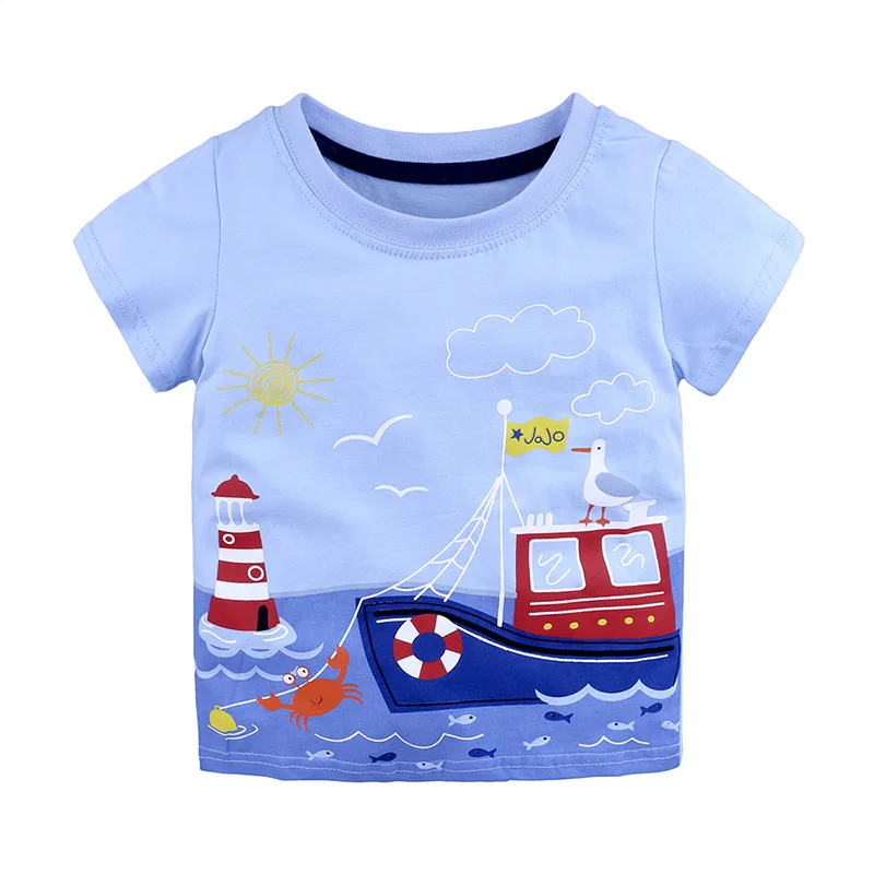 Cotton Boys T Shirt Summer New Cartoon Animal Printed Short Sleeve T-Shirt For Kids Tee Tops Girls | Детская одежда и обувь