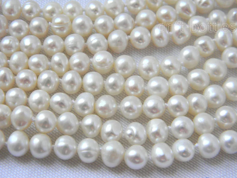 8 стрд 6 мм белый круглый пресноводный жемчуг браслет | Украшения и аксессуары