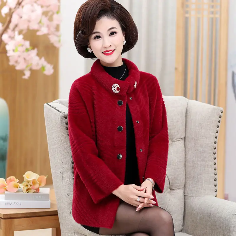 Осень зима 2019 Женское пальто из искусственного меха норки для женщин среднего