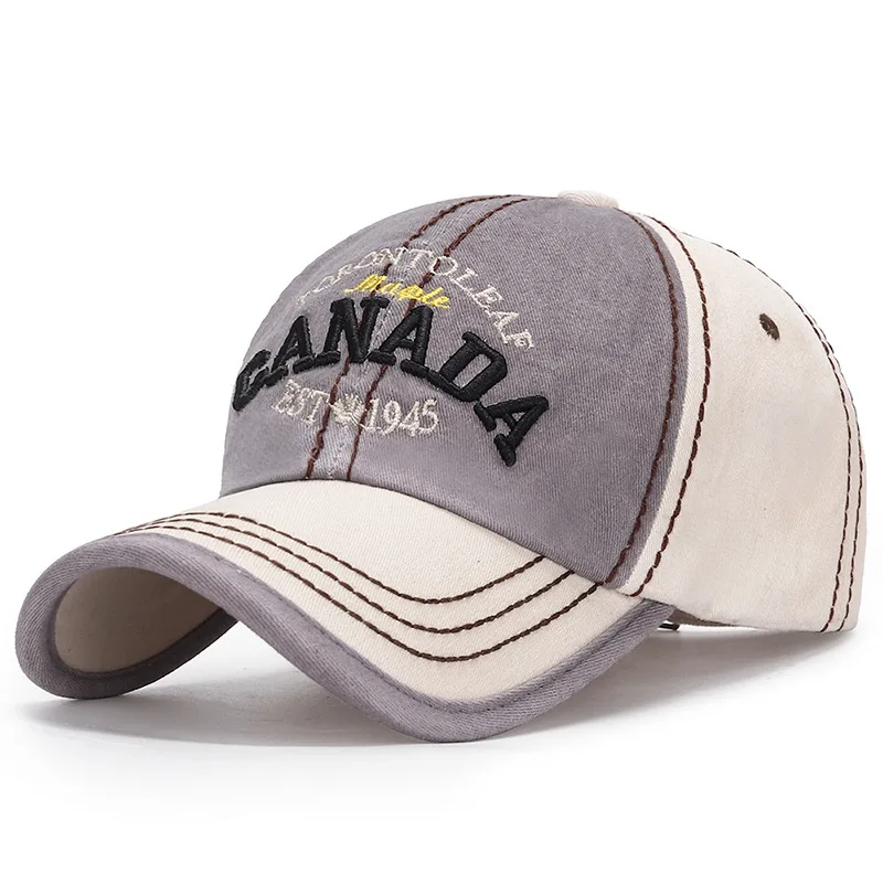 

CANADA Letters Embroidery Baseball Cap Sun Hat Cotton Soft Top Washed Outdoor Hip Hop Spring Summer Outdoor Hats for Women Men