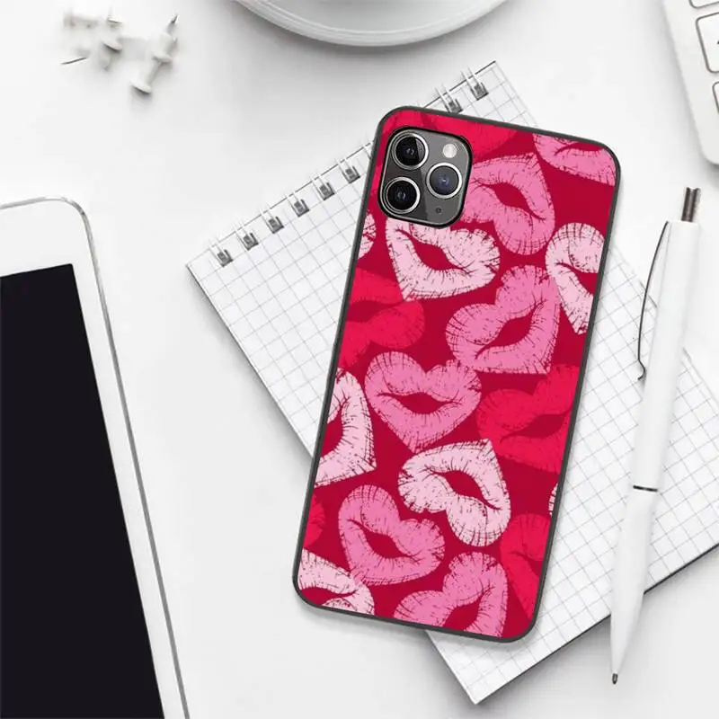 

Fashion Sexy Lady Red Lips pink Case Phone Case for iPhone 7 8 11 12 Pro X XS XR Samsung A S 6 7 9plus 10plus 21s 71