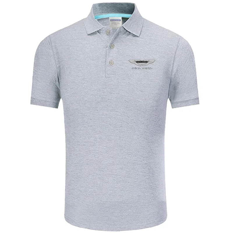

2021 New summer High quality Aston Martin logo Polo classic brand Men Polo Shirt Men Casual solid Short Sleeve cotton polos
