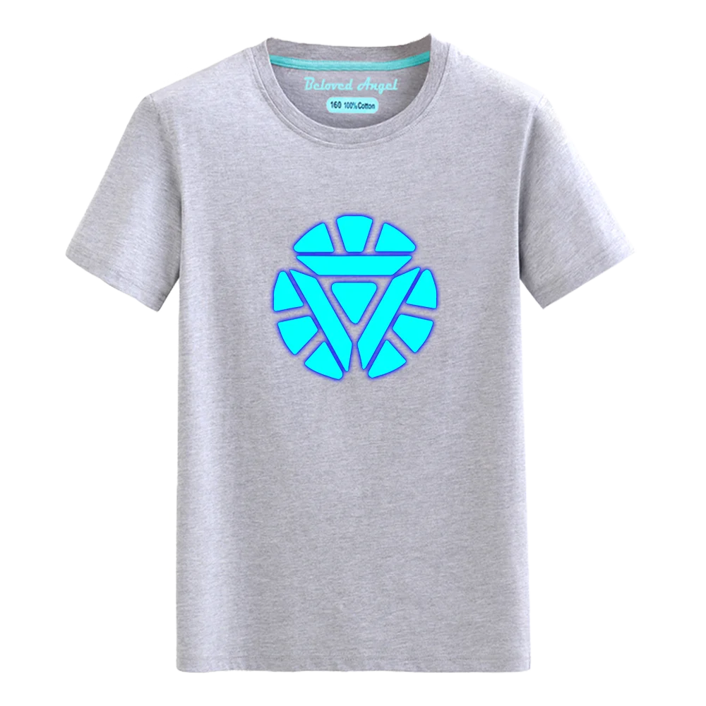 Летняя хлопковая светящаяся Детская футболка с мультяшным рисунком