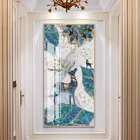Абстрактный роскошный постер с золотыми оленями и перьями, скандинавский художественный постер с растениями на холсте, Современная Настенная картина с синими листьями для декора гостиной