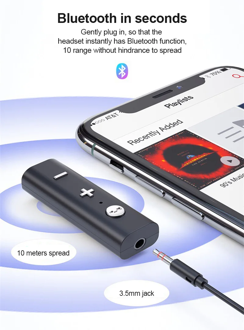

New Bluetooth 5.0 Receiver High-definition Call-free 3.5 AUX Audio Adapter Receiver Lavalier Style Hands-free Bluetooth Receiver