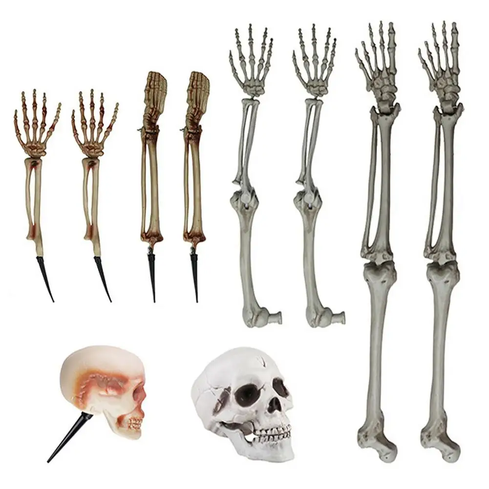 

5 Piece Skull Decoration Home Decor Resin Craft Sculptures Halloween Craft Carving Statue Model Horror Dress Up Props