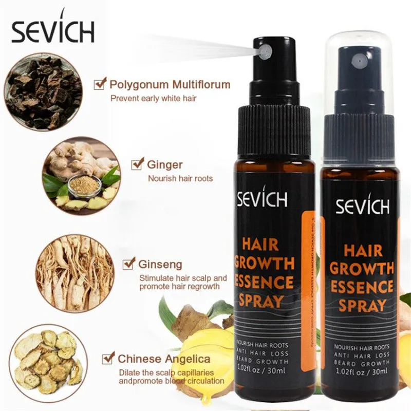 Sevich Hair Growth Spray Serum Products Ginger Anti Loss Fast Regrowth Repair Growing Liquid Scalp Treatment 30ml | Красота и