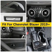 carbon fiber look accessories window lift button ac air shift gear cover trim for chevrolet blazer 2019 2022 stainless steel