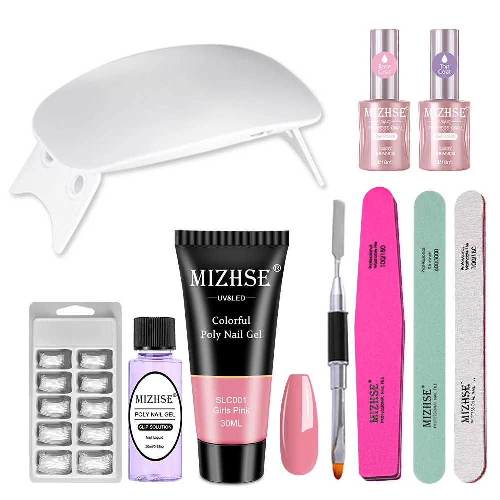 

MIZHSE Poly Gel Kit 6 Вт УФ светодиодный Гель-лак Декоративный Лак для ногтей набор быстрого строительства для наращивания ногтей желе гель полигель