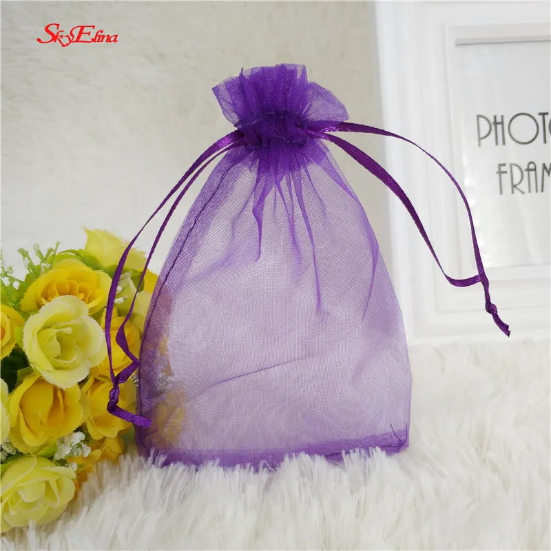 dark purple 50 шт. маленький пакетик из органзы, свадебные украшения, вечерние Упаковочные пакеты, подарочные сумки, сумки, свадебные коробки для сладостей 5z - Цвет: dark purple
