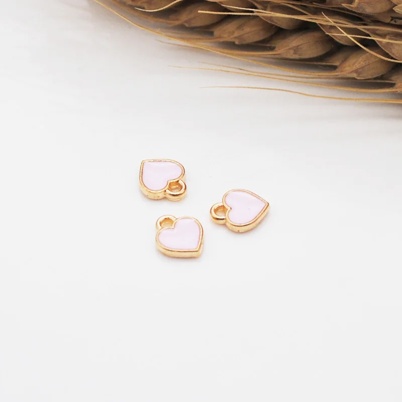 50 шт./лот модные маленькие подвески в форме сердца 7*8 мм золотистые масляные для