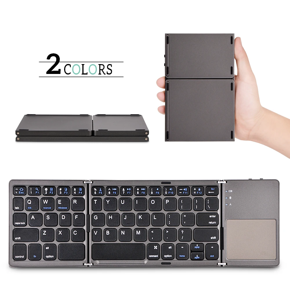 

Английская Складная мини-клавиатура B033, с сенсорной панелью, Беспроводная Bluetooth-совместимая клавиатура для ipad, телефона, планшета