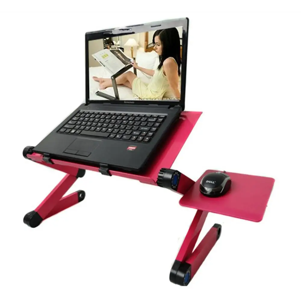 

Adjustable Aluminum Laptop Desk Table Ergonomic TV Bed Lapdesk Tray PC Notebook Table Desk Stand With Cooling Fan Mouse Pad