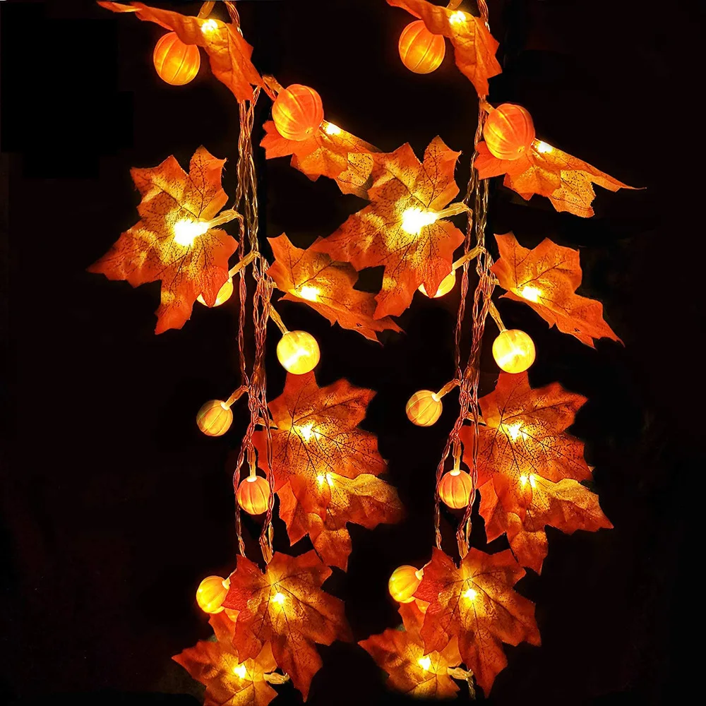 

3M 20LED Artificial Autumn Maple Leaves Garland Led Fairy Lights for Christmas Decoration Thanksgiving Party DIY Decor Halloween