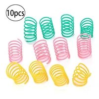 10 pack cat spring toy plastic colorful coil spiral springs pet action wide durable interactive toys