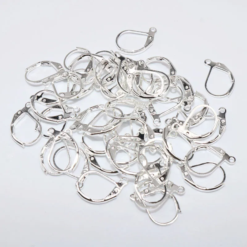silver03 50 шт., металлические серьги, аксессуары для изготовления, родиевая медь, клипсы на серьги, застежки, крючки, фурнитура, застежка с петлями, круглая основа для Diy - Цвет: silver03