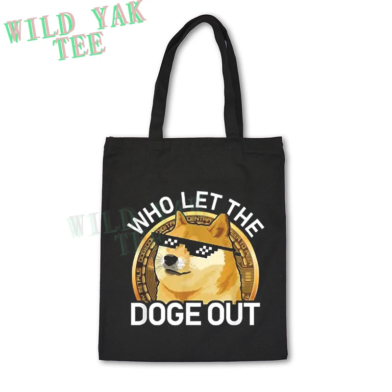 

Dogecoin To The Moon Handbags Shoulder Bags Casual Shopping Girls Handbag Women Canvas Bag