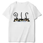 Футболка мужская оверсайз с рисунком трех милых кошек, белая рубашка, летняя одежда