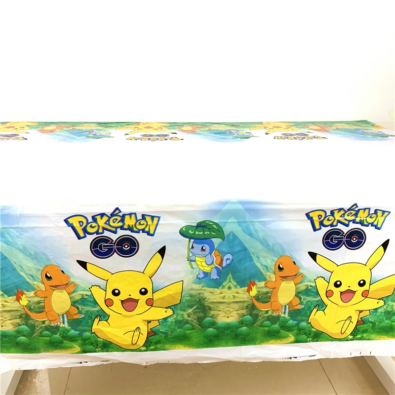 Pokemon Birthday Party Supplies Tableware Set Party Paper Plates Cup Napkins Pokemon Party Balloon Decorations Hats Flags Candle