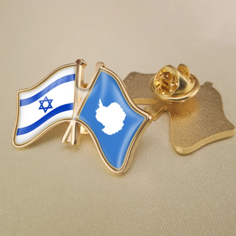 

Israel and Antarctica Crossed Double Friendship Flags Lapel Pins Brooch Badges