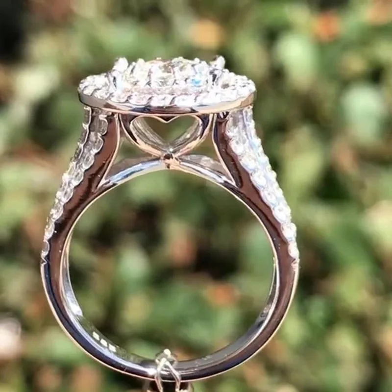 

Silver Rings for Ladies Luxury 925 Sterling Silver Three Layers CZ Wedding Band Ring Anniversary Finger Ring Fashion Jewelry