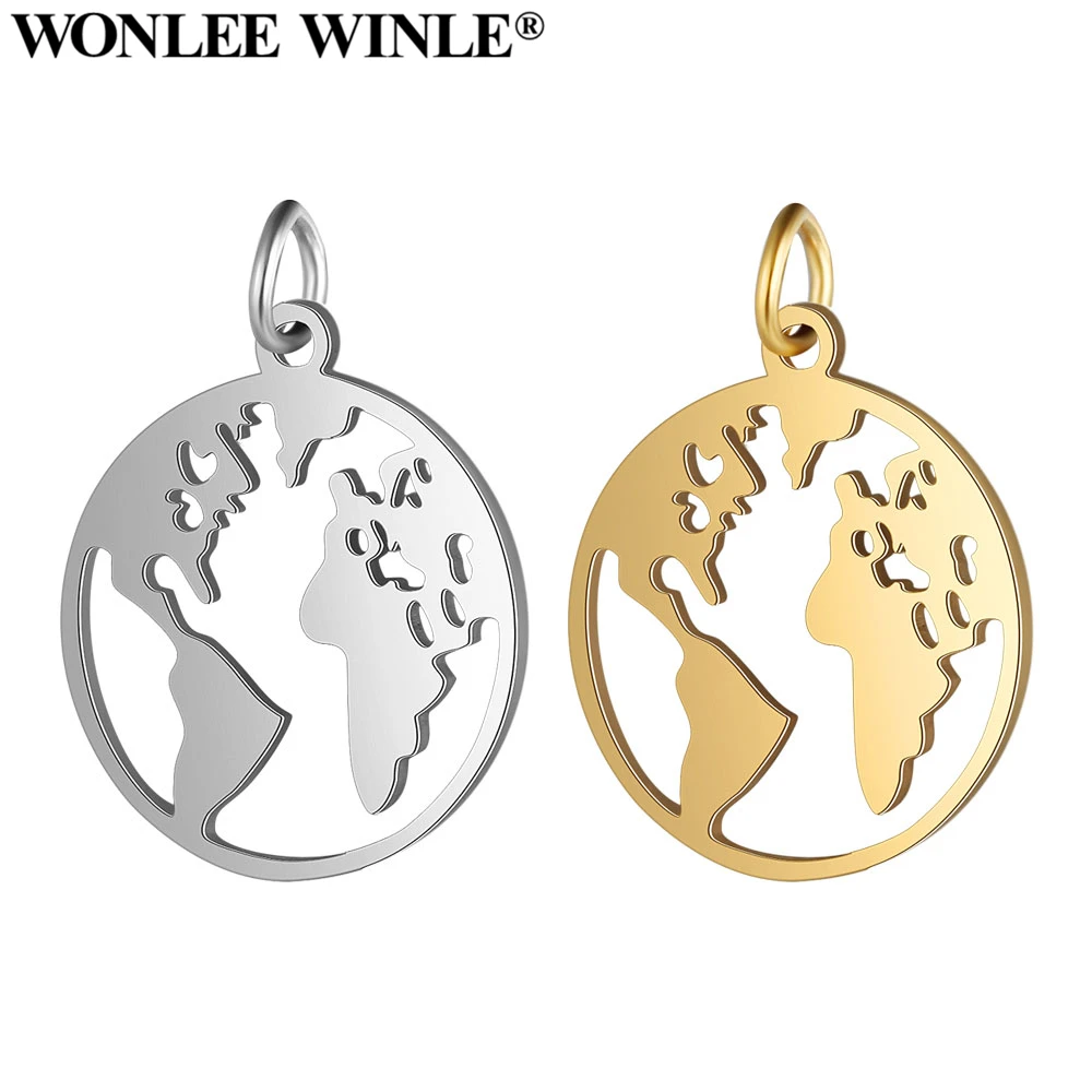 Wonlee Winle серебряное золото никогда не выцветает карта мира подвески из