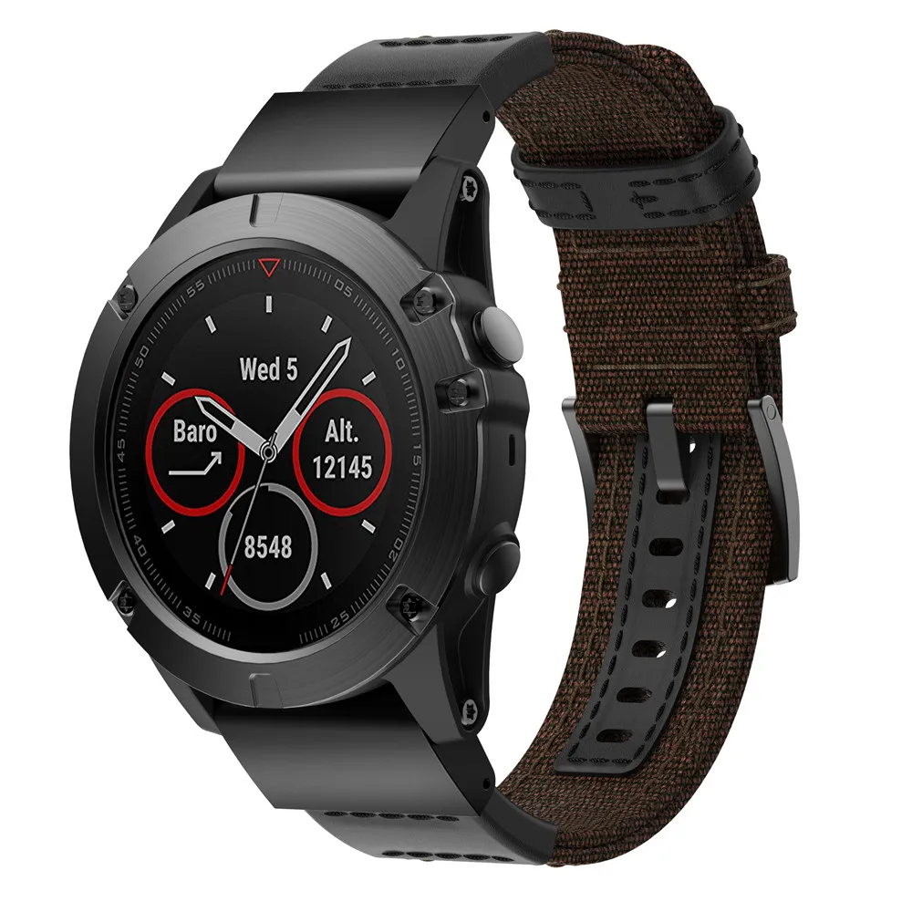 

26mm 22mm Quick release Band Woven Nylon Genuine Leather Wrist Strap For Garmin Fenix 5X 5Plus 6X pro 6X Wristband Watch strap