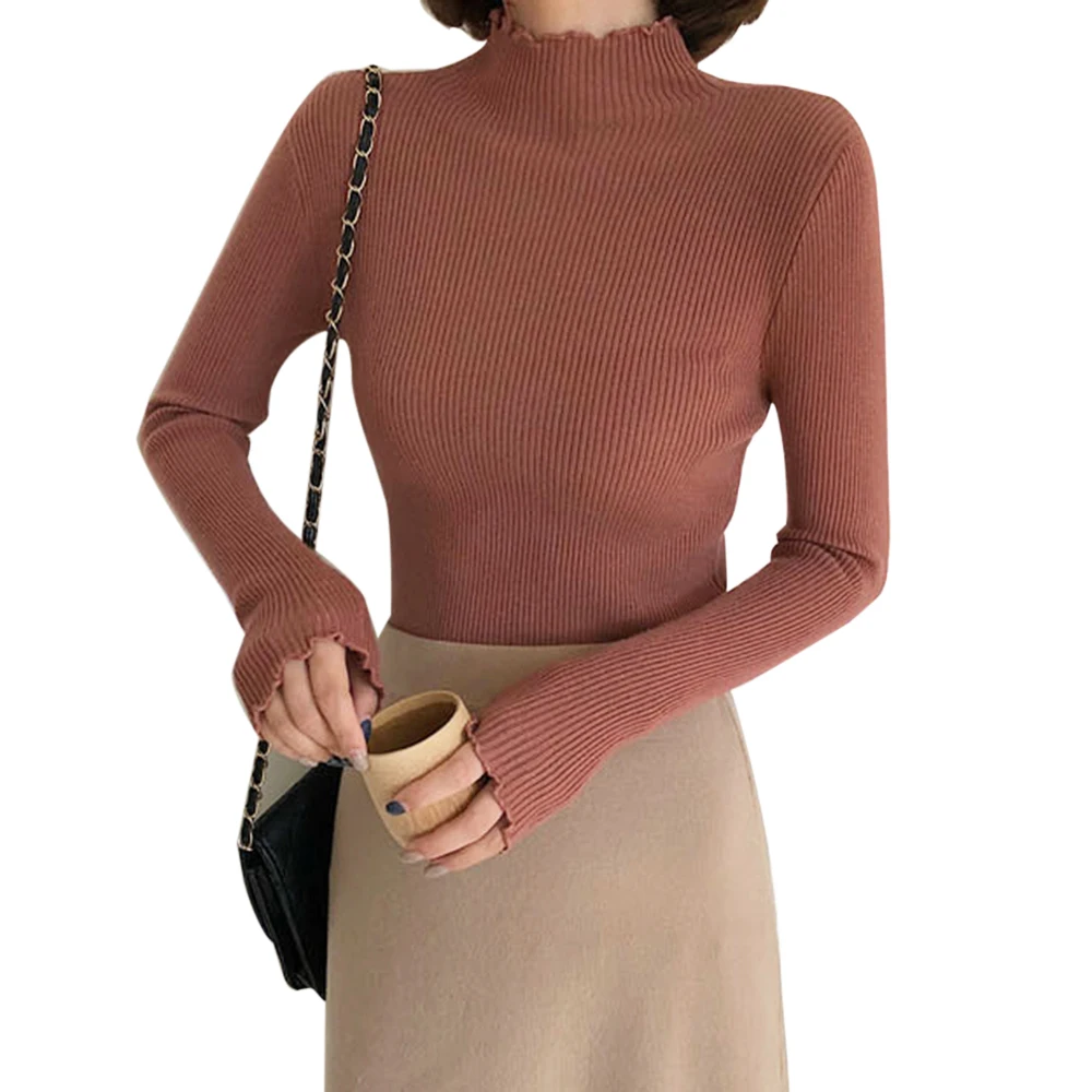 

New Autumn Winter Sweater Women Fashion Slim Turtleneck Pullovers Sweaters High Elastic Solid Jumper Sexy Knitted Ribbed Sweater